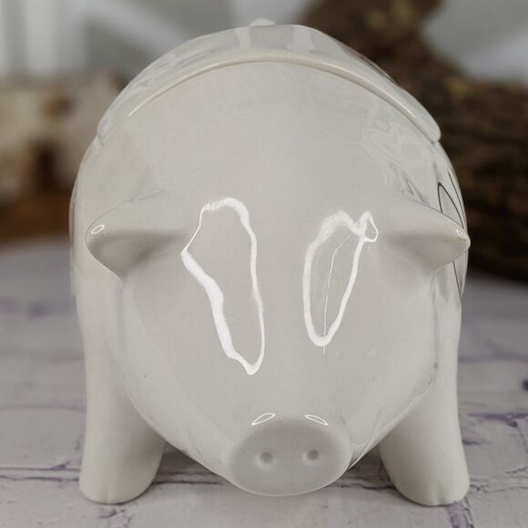 Rae Dunn OINK Ceramic Pig Cookie Jar Canister - Picture 3 of 8